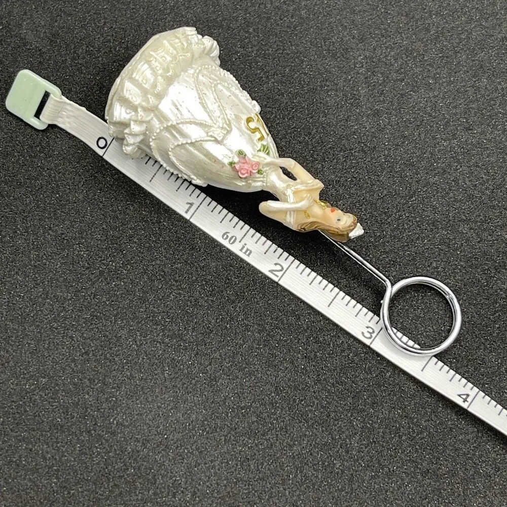 VTG Quinceñera Themed Place Card Holders, Set of 12, White Gold “15” Pink Flower